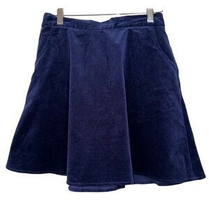 ModCloth Women’s Blue Navy Velvet Corduroy Flared Skater Mini Skirt- Size Medium